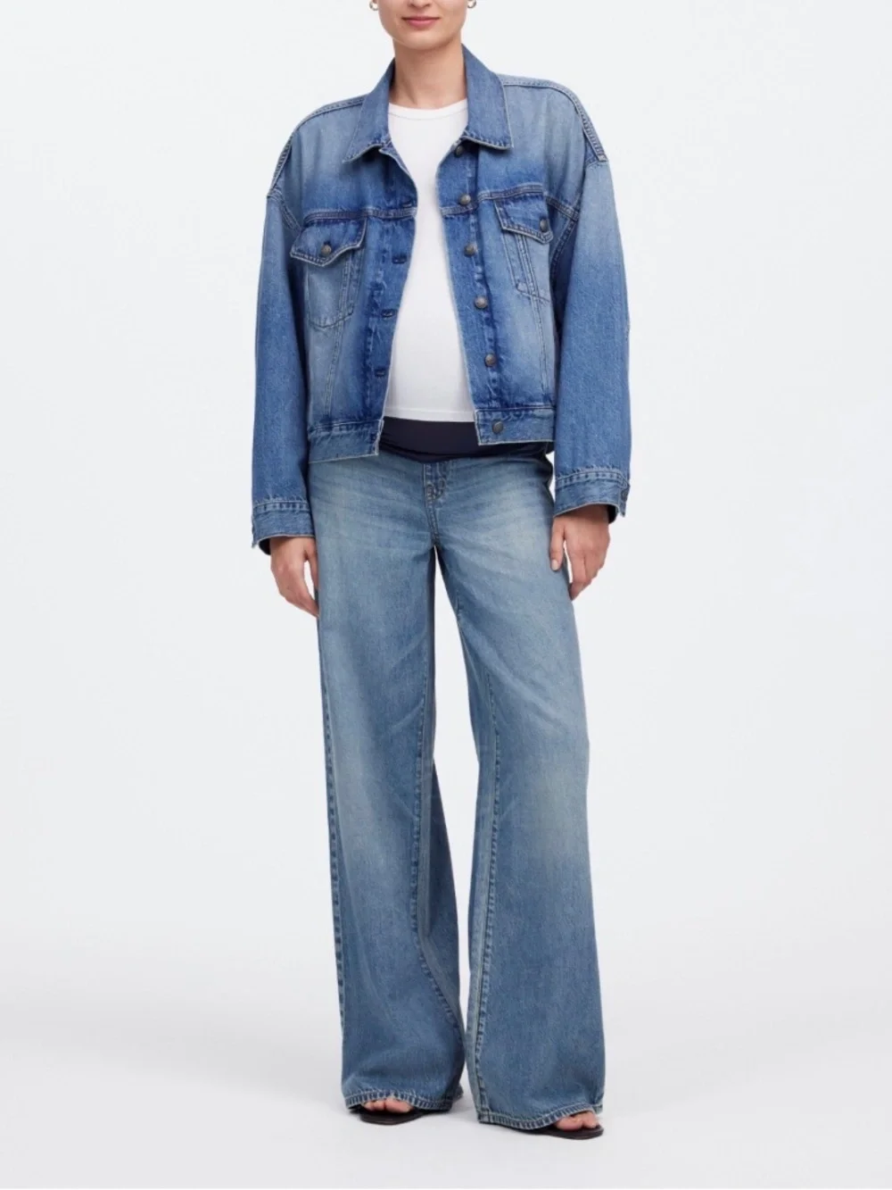 Madewell maternity over the belly super wide leg jeans